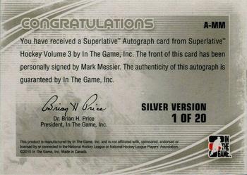 2012-13 In The Game Superlative - Autographs Silver #A-MM Mark Messier Back