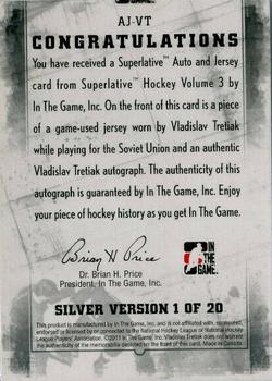 2012-13 In The Game Superlative - Jerseys Autographs Silver #AJ-VT Vladislav Tretiak Back