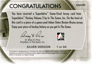 2012-13 In The Game Superlative - Jerseys Silver #GUJ-01 Adam Oates Back