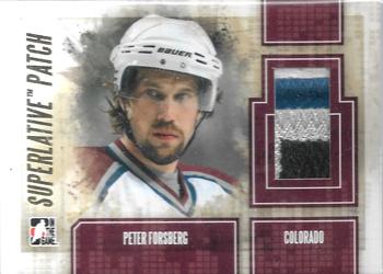 2012-13 In The Game Superlative - Patches Gold #SP-26 Peter Forsberg Front