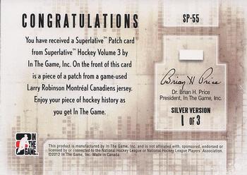 2012-13 In The Game Superlative - Patches Silver #SP-55 Larry Robinson Back