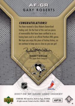 2007-08 SP Game Used - Authentic Fabrics #AF-GR Gary Roberts Back