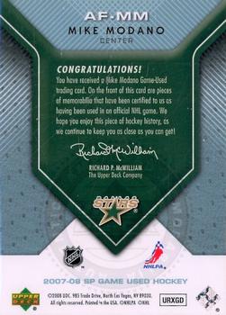 2007-08 SP Game Used - Authentic Fabrics Rainbow #AF-MM Mike Modano Back