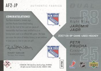 2007-08 SP Game Used - Authentic Fabrics Duals #AF2-JP Jaromir Jagr / Petr Prucha Back