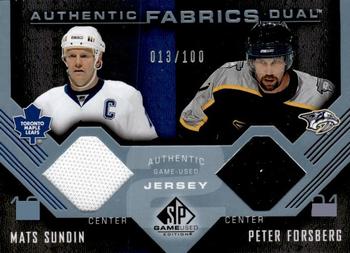 2007-08 SP Game Used - Authentic Fabrics Duals #AF2-SF Mats Sundin / Peter Forsberg Front