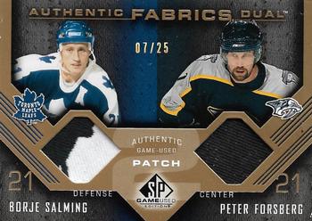 2007-08 SP Game Used - Authentic Fabrics Duals Patches #AF2-FS Peter Forsberg / Borje Salming Front