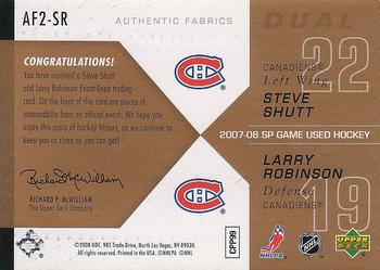 2007-08 SP Game Used - Authentic Fabrics Duals Patches #AF2-SR Steve Shutt / Larry Robinson Back