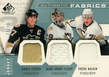 2007-08 SP Game Used - Authentic Fabrics Triples #AF3-FCM Marc-Andre Fleury / Sidney Crosby / Evgeni Malkin Front
