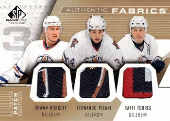 2007-08 SP Game Used - Authentic Fabrics Triples Patches #AF3-THP Raffi Torres / Shawn Horcoff / Fernando Pisani Front
