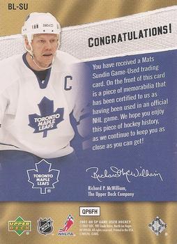 1999-00 Mats Sundin Toronto Maple Leafs Game Worn Jersey - Team Letter