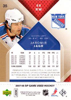 2007-08 SP Game Used - Gold #35 Jaromir Jagr Back