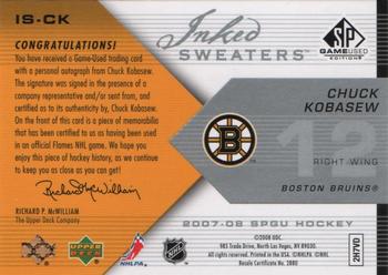 2007-08 SP Game Used - Inked Sweaters #IS-CK Chuck Kobasew Back