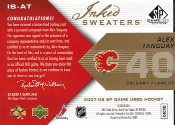 2007-08 SP Game Used - Inked Sweaters Patches #IS-AT Alex Tanguay Back