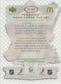 2007-08 Upper Deck McDonald's - In the Crease #ICMF Marc-Andre Fleury Back