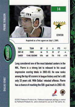 2002-03 Parkhurst - NHL All-Star FANtasy #14 Pierre Turgeon Back