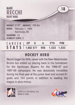 2012-13 In The Game Heroes and Prospects #18 Mark Recchi Back