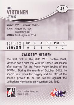 2012-13 In The Game Heroes and Prospects #45 Jake Virtanen Back