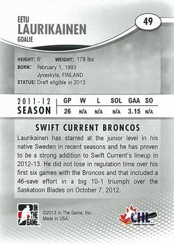 2012-13 In The Game Heroes and Prospects #49 Eetu Laurikainen Back
