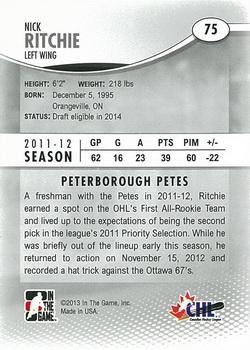 2012-13 In The Game Heroes and Prospects #75 Nick Ritchie Back