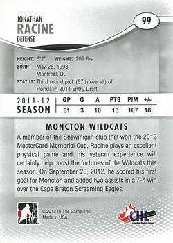 2012-13 In The Game Heroes and Prospects #99 Jonathan Racine Back