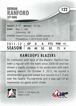 2012-13 In The Game Heroes and Prospects #122 Brendan Ranford Back