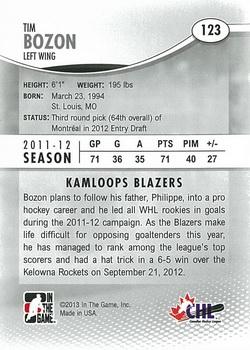 2012-13 In The Game Heroes and Prospects #123 Tim Bozon Back