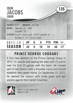 2012-13 In The Game Heroes and Prospects #135 Colin Jacobs Back
