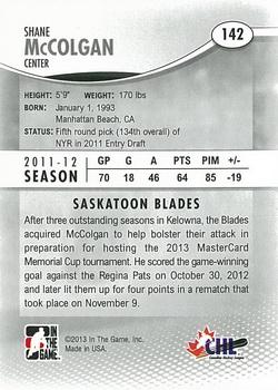 2012-13 In The Game Heroes and Prospects #142 Shane McColgan Back