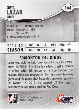 2012-13 In The Game Heroes and Prospects #164 Curtis Lazar Back