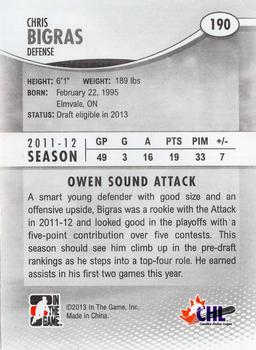 2012-13 In The Game Heroes and Prospects #190 Chris Bigras Back