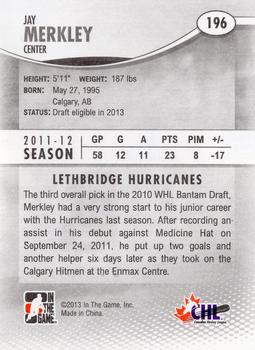 2012-13 In The Game Heroes and Prospects #196 Jay Merkley Back