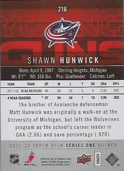 2012-13 Upper Deck - UD Exclusives #216 Shawn Hunwick Back