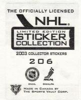 2003-04 Sports Vault NHL Stickers #206 Pierre Turgeon Back