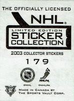 2003-04 Sports Vault NHL Stickers #179 Lyle Odelein Back