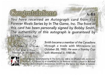 2012-13 In The Game Forever Rivals - Autographs #A-BS Bobby Smith Back