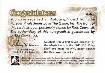 2012-13 In The Game Forever Rivals - Autographs #A-RC Russ Courtnall Back