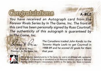 2012-13 In The Game Forever Rivals - Autographs #A-RC2 Russ Courtnall Back