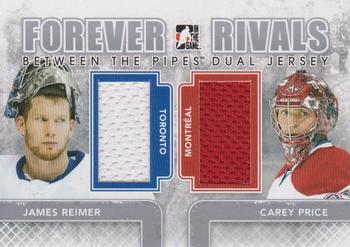 2012-13 In The Game Forever Rivals - Between The Pipes Jerseys Dual #BTPD-05 James Reimer / Carey Price Front