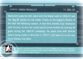 2012-13 In The Game Forever Rivals - Double Agents #DAG-05 Frank Mahovlich Back
