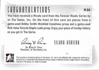 2012-13 In The Game Forever Rivals - Dual Rivals Jerseys Silver #R-04 Rick Vaive / Bobby Smith Back