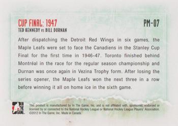 2012-13 In The Game Forever Rivals - Playoff Matchups #PM-07 Ted Kennedy / Bill Durnan Back