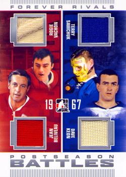 2012-13 In The Game Forever Rivals - Post Season Battles Quad Jerseys Silver #PSB-03 Rogie Vachon / Jean Beliveau / Terry Sawchuk / Dave Keon Front