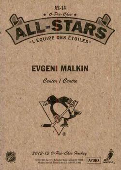 2012-13 O-Pee-Chee - All-Stars #AS-14 Evgeni Malkin Back