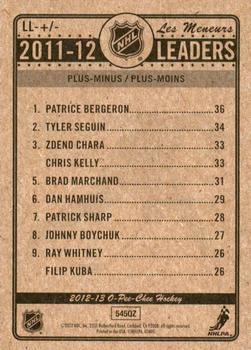 2012-13 O-Pee-Chee - League Leaders #LL-+/- Patrice Bergeron / Tyler Seguin / Zdeno Chara Back