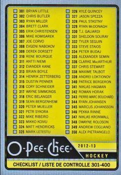 2012-13 O-Pee-Chee - Rainbow #499 Checklist: 301-400 Front