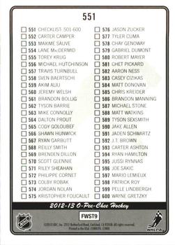 2012-13 O-Pee-Chee - Rainbow #551 Checklist: 501-600 Back