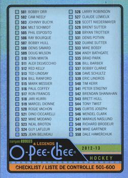 2012-13 O-Pee-Chee - Rainbow #551 Checklist: 501-600 Front