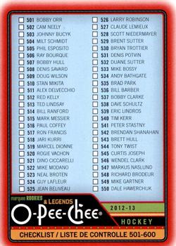 2012-13 O-Pee-Chee - Wrapper Redemption Red #551 Checklist Front