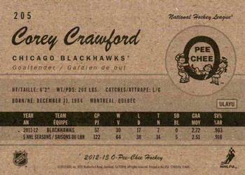 2012-13 O-Pee-Chee - Retro #205 Corey Crawford Back