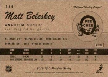 2012-13 O-Pee-Chee - Retro #426 Matt Beleskey Back
